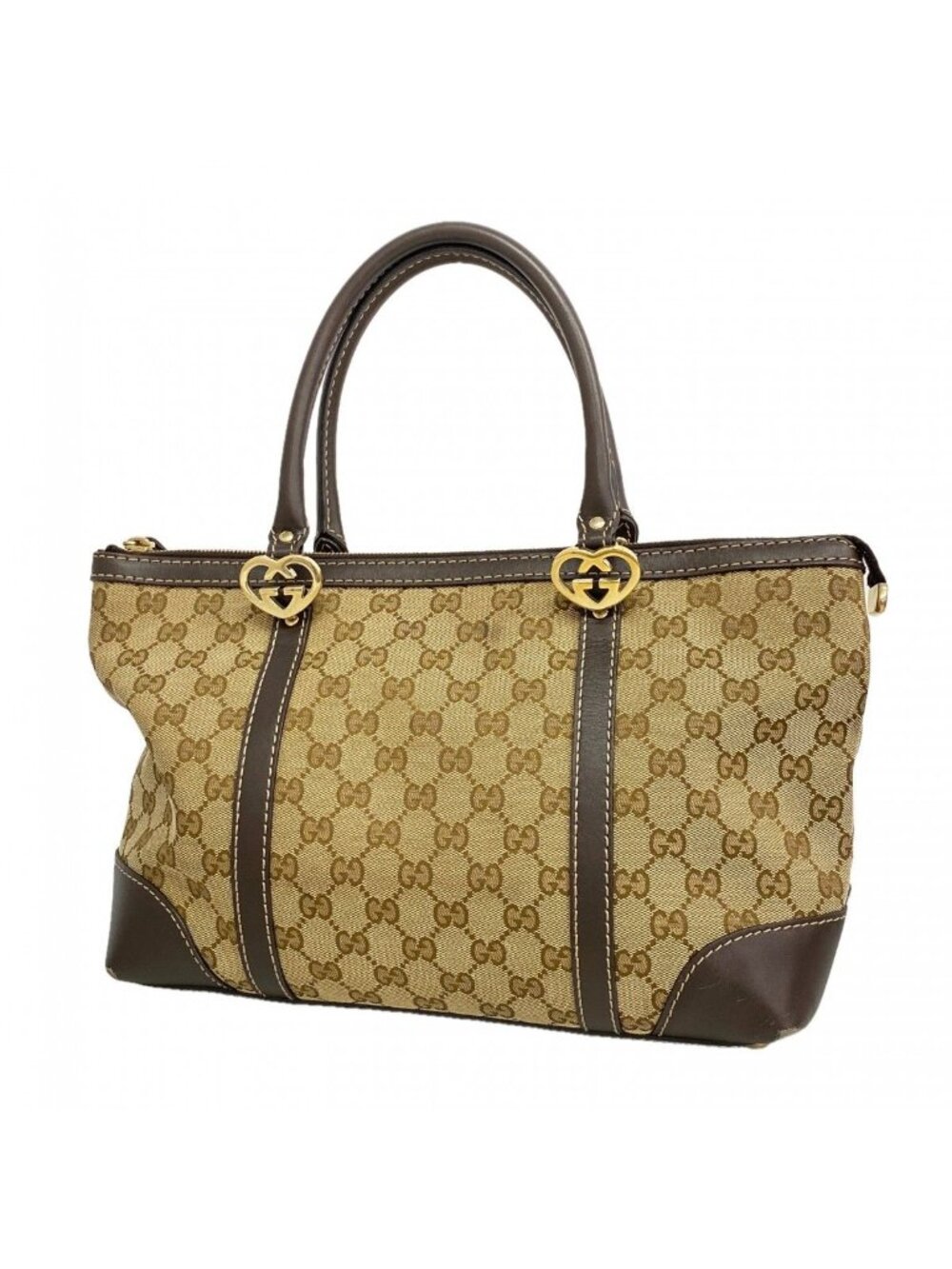 Gucci Tote GG Canvas bree Brown Gold